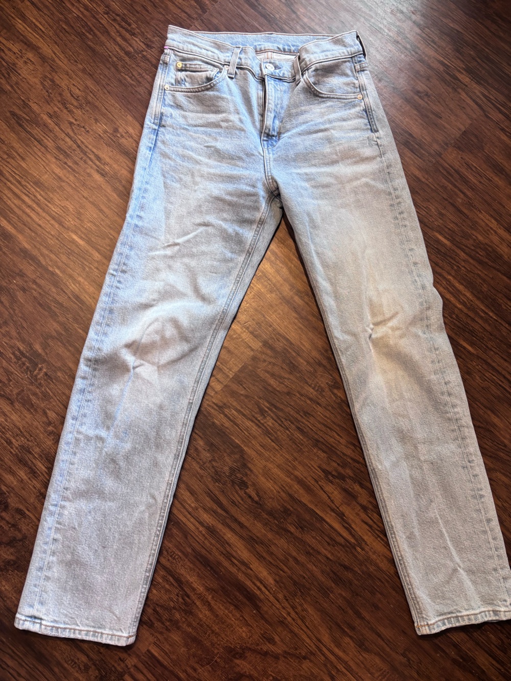 AYR Light Wash Blue High-Rise Straight Jeans